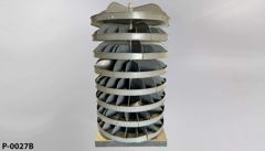 Parts carousel, floor stand, grey metal, on wooden castered base, 8, stock number P-0027b