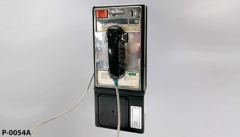 Pay Phone, wall mount, touchtone, black, w/ orange dialing, stock number P-0054a