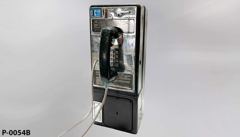 Pay Phone, wall mount, touchtone, black, w/ blue volume control on, stock number P-0054b