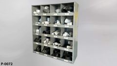 Parts organizer, 20 cubby holes, metal, grey, metal 35½"w x 12"d x, stock number P-0072