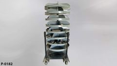 Parts carousel, floor stand, metal, 8 tier, w/ (2) 36"t post handles, stock number P-0182