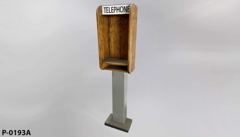 Pay Phone Pedestal, wood, freestanding, box is 16"w x 11"d x 32"t, stock number P-0193a