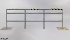 Rail, metal, 96"w x 36"t, w/ (2) 16"sq. feet, stock number R-0029