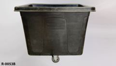Recycling/Trash bin, black plastic w/ 4 wheels, 44"wx33"dx38"t, stock number R-0053b