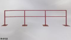 Rail, metal, 148"w x 37"t, w/ (4) 16"x12" feet, stock number R-0132