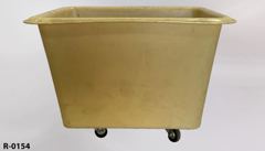 Recycling bin, plastic, beige, w/ 4 wheels, 34"w x 24"d x 24"t, stock number R-0154