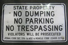 Sign-State Property, No Dumping, No Parking, No Trespassing, stock number S-0008