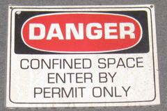 Sign-Danger Confined Space Enter By Permit Only, 14"w x 10"t, stock number S-0011