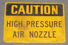 Sign-Caution High Pressure Air Nozzle, metal, blk/ylw, 14"w x 10"t, stock number S-0057