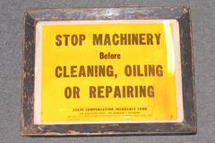 Sign-Stop Machinery Before Cleaning Oiling Or Repairing, orange/blk, stock number S-0059