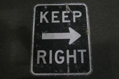 Sign-Keep Right, metal, black/white, 18"w x 12"t, stock number S-0077