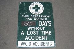 Sign-Safety first - this department has worked __ days..., metal, stock number S-0083a