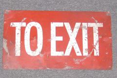 Sign-To Exit, red/white, metal, 14"w x 8"t, stock number S-0099