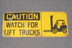 Sign-Caution Watch For Lift Truck, metal, blk/ylw, 24"w x 10"t, stock number S-0102