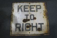Sign-Keep To Right, period, '40's w/ bullet holes, metal, stock number S-0143