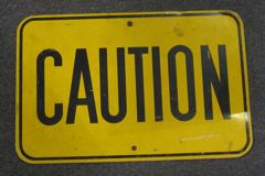 Sign-Caution, metal, blk/yellow, 18"w x 12"t, stock number S-0152
