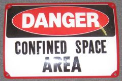 Sign-Danger Confined Space Area, plastic, red/black/white, 14"w x 10"t, stock number S-0191