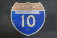 Sign-Interstate California 10 metal, red/white/blue, 24"w x 24"t, stock number S-0267