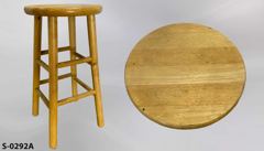Stool, natural wood, 13"dia w/ rounded legs, 25"t, stock number S-0292a