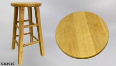 Stool, natural wood, 13"dia w/ rounded legs, 24"t, stock number S-0292c