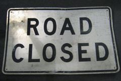 Sign-Road Closed, blk/white, metal, 48"w x 30"t (BENT), stock number S-0328