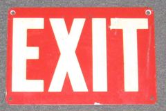 Sign-Exit, plastic, white/red, 12"w x 8"t, stock number S-0351