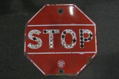 Sign-STOP - period, metal w/ reflectors in letters, (AUTO CLUB SO, stock number S-0352