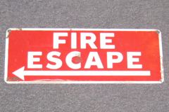 Sign-Fire Escape , specify if w/ or w/o arrows, metal, wht/red, 16"w, stock number S-0357