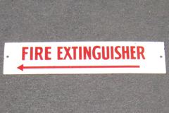 Sign-Fire Extinguisher, 2-sided, arrow points left on one side, right, stock number S-0382