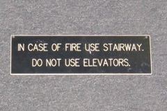 Sign-In Case of Fire Use Stairway Do Not Use Elevator, blk/wht, stock number S-0388