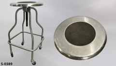 Stool, stainless steel, w/ out backrest, castered, black center, stock number S-0389