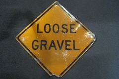 Sign-Loose Gravel, plastic, black/orange, 41"w x 41"t (30"x30" square), stock number S-0405