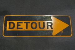 Sign-Detour, metal, black/orange, 36"w x 12"t, stock number S-0407