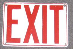 Sign-Exit, white/red, 10"w x 7"t, stock number S-0417