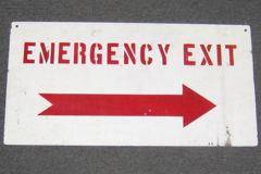 Sign-Emergency Exit, 2 sided, red/white, 22"w x 12"t, stock number S-0422