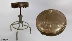 Stool, chrome legs w/ 13"dia brown padded seat, adjustable, 22"t to, stock number S-0439
