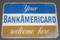 Sign-period-2 sided-Your Bankamericard Welcome Here, metal, stock number S-0459