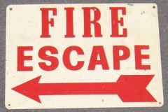 Sign-Fire Escape <, stock number S-0486