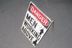 Sign-Danger Men Working Above ^2 sided-sandwich board, stock number S-0497