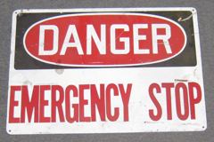 Sign-Danger Emergency Stop, red/blk/wht, 20"w x 14"t, stock number S-0498