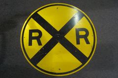 Sign-RRX (Rail Road Crossing) , metal, black/yellow, 36diam, stock number S-0502