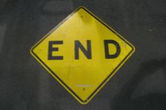 Sign-End, metal, yellow/blk, 41"w x 41"t (30"x30" square), stock number S-0503