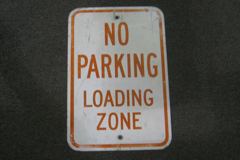 Sign-No Parking Loading Zone, metal, red/white, 12"w x 18"t, stock number S-0515