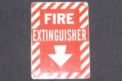 Sign-Fire Extinguisher, plastic, red/white, 12"w x 9"t, stock number S-0519