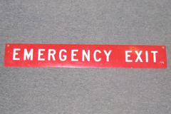 Sign-Emergency Exit, masonite, wht/red, 27"w x 4"t, stock number S-0533