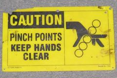Sign-Caution Pinch Points Keep Hands Clear, plastic, blk/ylw, 11"w x, stock number S-0595