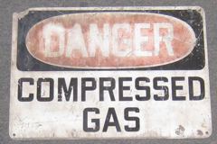Sign-Danger Compressed Gas, metal, red/black/white, 14"w x 10"t, stock number S-0619
