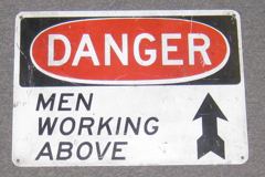 Sign-Danger Men Working Above^, stock number S-0637
