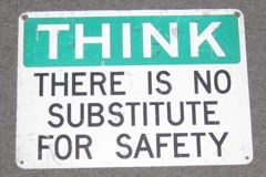 Sign-Think There Is No Substitute For Safety, metal, green/blk/wht, stock number S-0650