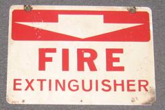 Sign-Fire Extinguisher, plastic, red/white, 14"w x 10"t, stock number S-0661